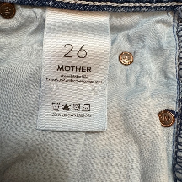 MOTHER The Dazzler Cowboys Don't Cry Medium Blue Distressed Pockets Hem Size 26 - Picture 10 of 13